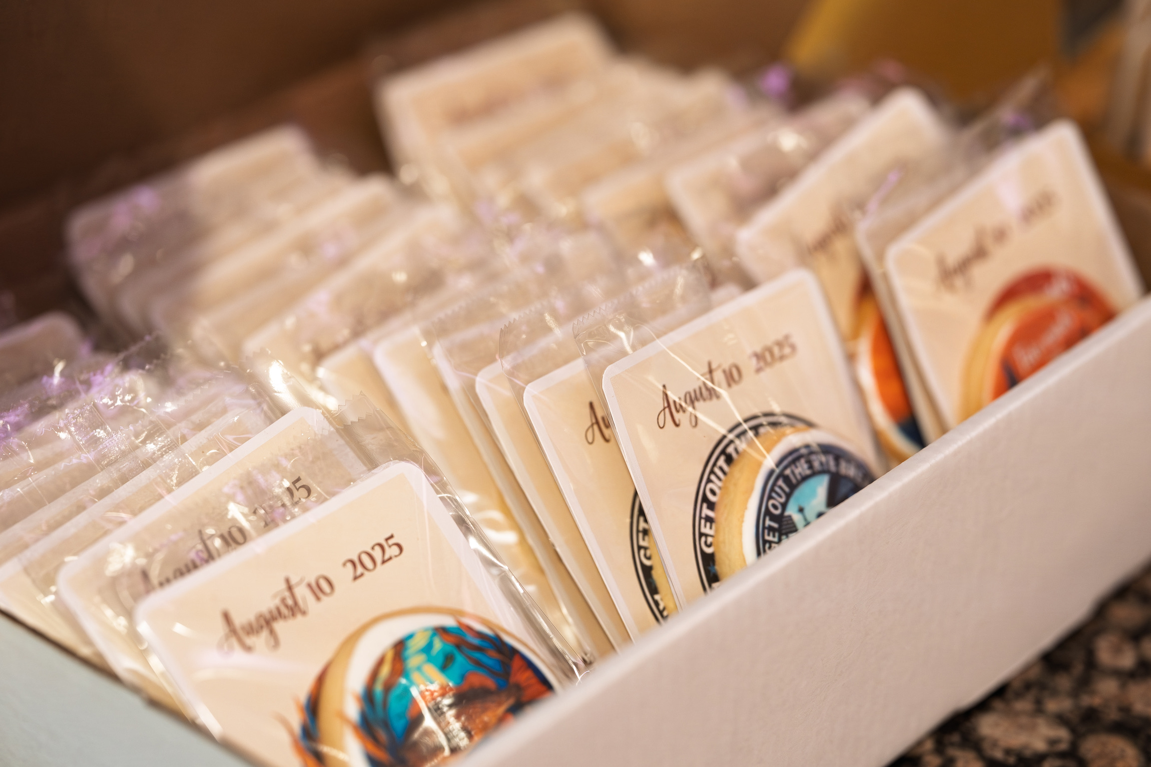 Galentine's Day themed cookies with pink heart designs